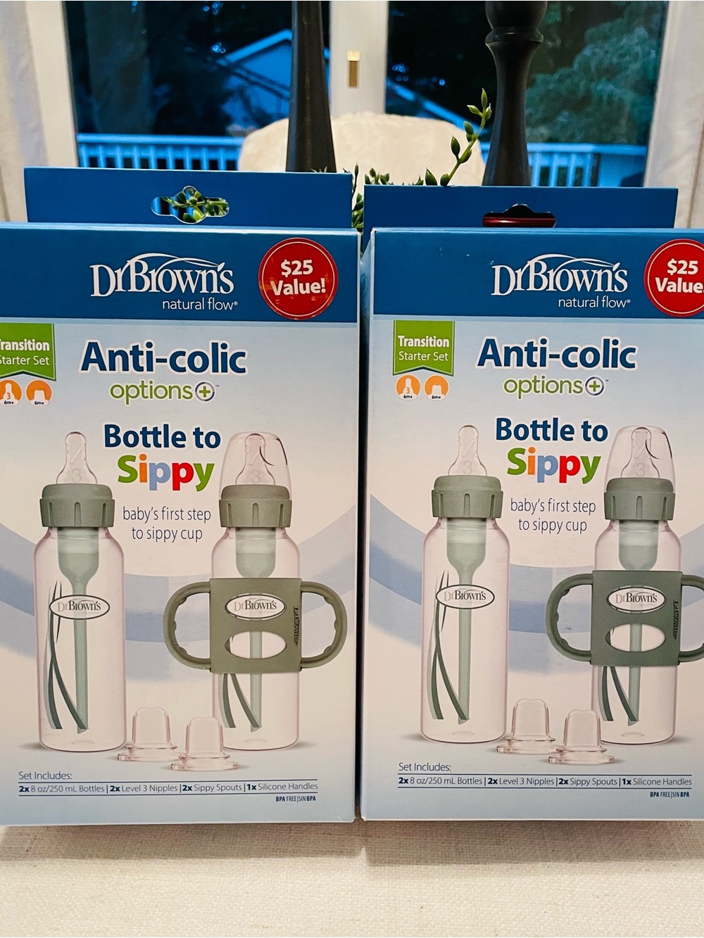 Dr. Brown's Anti-Colic Bottle to Sippy Transition Set in Olive Green